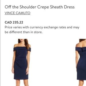 Vince Camuto Off the Shoulder Crepe Dress, Size 2